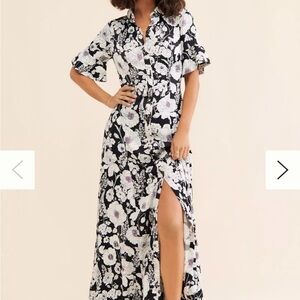 Maeve Button-Front Short Sleeve Maxi Dress